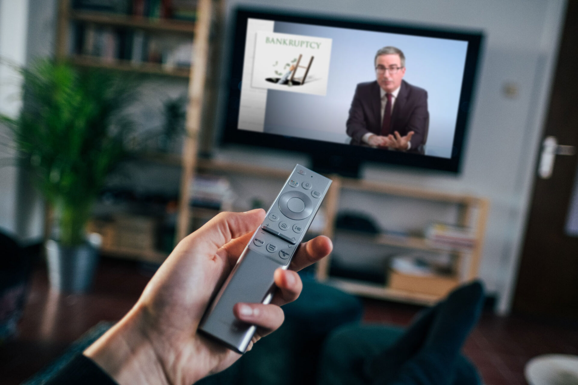 man watching Last Week Tonight With John Oliver